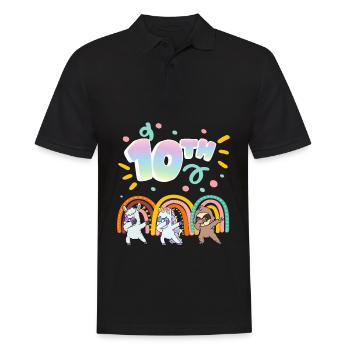 10. Geburtstag Dabbing Llama Einhorn Faultier | - Männer Poloshirt - Schwarz - Vorne - Kai (181cm)