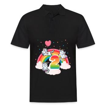 2nd Birthday Rainbow Unicorn Theme Birthday - Men's Polo Shirt - black - Front - Kai (181cm)