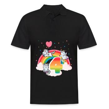 4th Birthday Dabbing Llama Unicorn Sloth | 4th - Männer Poloshirt - Schwarz - Vorne - Kai (181cm)