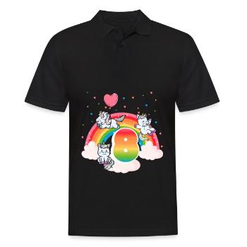 8ème anniversaire Rainbow Unicorn Thème Anniversaire - Polo Homme - noir - Devant - Kai (181cm)