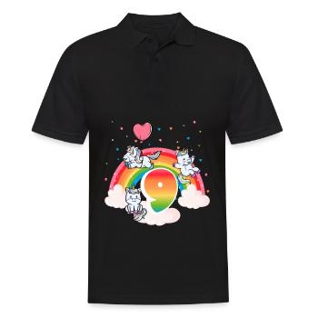9ème anniversaire Rainbow Unicorn Thème Anniversaire - Polo Homme - noir - Devant - Kai (181cm)
