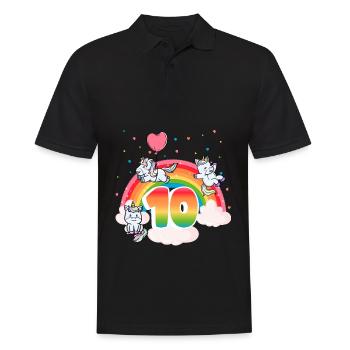 10ème anniversaire Dabbing Llama Licorne Paresseux | dixième - Polo Homme - noir - Devant - Kai (181cm)