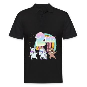 2ème anniversaire Dabbing Llama Licorne Paresseux | deuxième - Polo Homme - noir - Devant - Kai (181cm)