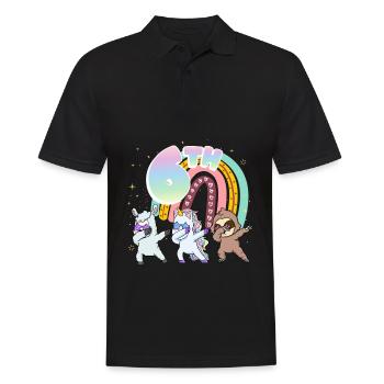6. Geburtstag Dabbing Llama Einhorn Faultier | 6. - Männer Poloshirt - Schwarz - Vorne - Kai (181cm)