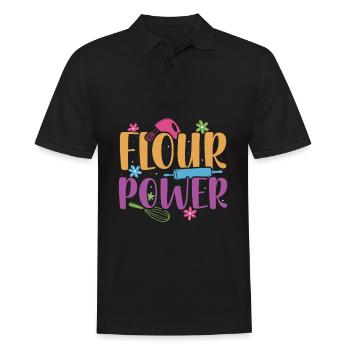 Mehl Power | Bäcker Shirt | Backen Tshirt | - Männer Poloshirt - Schwarz - Vorne - Kai (181cm)