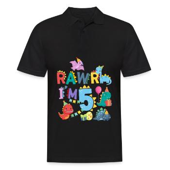 Rawr Ich Bin 5 | Rawr Dinosaurier | 5. Geburtstag - Männer Poloshirt - Schwarz - Vorne - Kai (181cm)