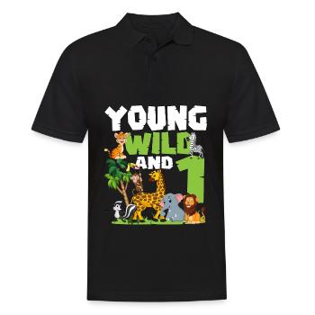 Junge Wilde Und 1 | Safari-tier-themen-geburtstag - Männer Poloshirt - Schwarz - Vorne - Kai (181cm)