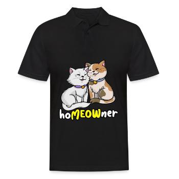 | propriétaire Chemise de chat mignonne | Tshirt Amoureux des Chats | - Polo Homme - noir - Devant - Kai (181cm)