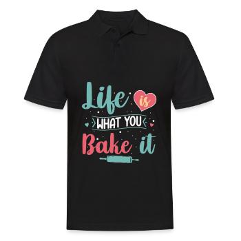Life Is What You Bake | Baker Shirt - Men's Polo Shirt - black - Front - Kai (181cm)