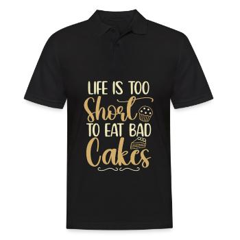 La vie est courte pour manger de mauvais gâteaux - Polo Homme - noir - Devant - Kai (181cm)