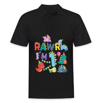 Rawr Ich Bin 1 | Rawr Dinosaurier | 1. Geburtstag - Männer Poloshirt - Schwarz - Vorne - Kai (181cm)