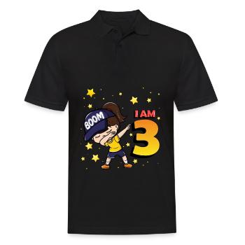 Boom J’ai 3 | Birthday Girl | Fête d’anniversaire 3rd - Polo Homme - noir - Devant - Kai (181cm)