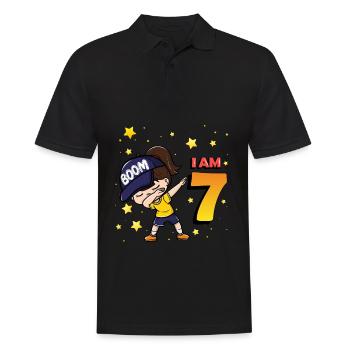 Boom I am 7 | Birthday Girl | 7th Birthday Party - Men's Polo Shirt - black - Front - Kai (181cm)