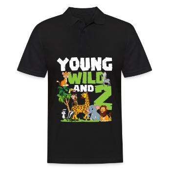 Junge Wilde Und 2 | Safari-tier-themen-geburtstag - Männer Poloshirt - Schwarz - Vorne - Kai (181cm)