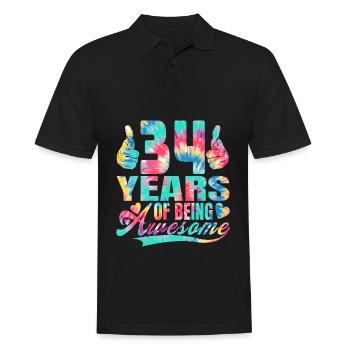 34th birthday or anniversary 34 years of being - Men's Polo Shirt - black - Front - Kai (181cm)