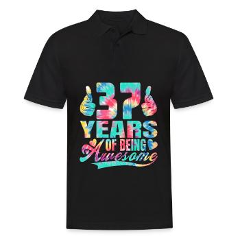 37e anniversaire ou anniversaire 37 ans d’existence - Polo Homme - noir - Devant - Kai (181cm)