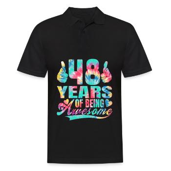 48th birthday or anniversary 48 years of being - Men's Polo Shirt - black - Front - Kai (181cm)