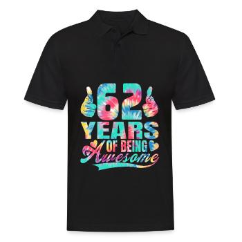 62nd birthday or anniversary 62 years of being - Men's Polo Shirt - black - Front - Kai (181cm)