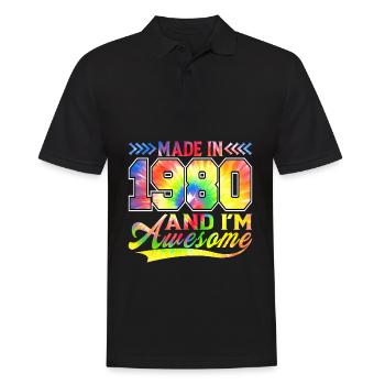 Fabriqué en 1980 et je suis un spectre de couleurs génial - Polo Homme - noir - Devant - Kai (181cm)