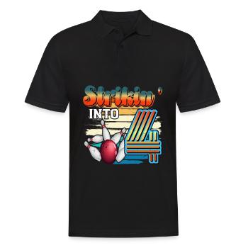 Strikin' Into 4 Bowling Bowler 4. Geburtstag Feier - Männer Poloshirt - Schwarz - Vorne - Kai (181cm)