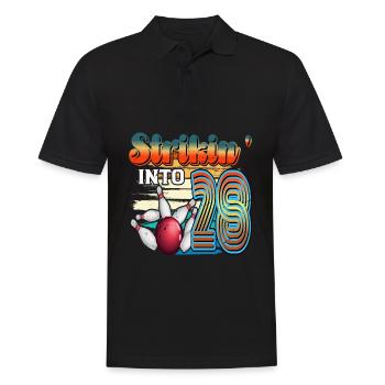 Strikin' Into 28 Bowling Bowler Feier Zum 28. - Männer Poloshirt - Schwarz - Vorne - Kai (181cm)