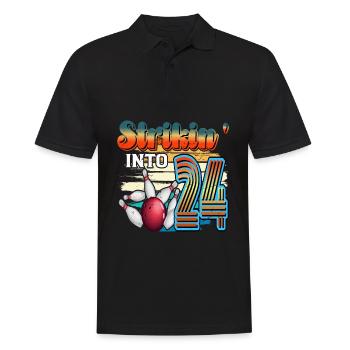 Strikin' Into 24 Bowling Bowler 24. Geburtstag - Männer Poloshirt - Schwarz - Vorne - Kai (181cm)