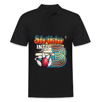 Strikin' Into 3 Bowling Bowler 3. Geburtstag - Männer Poloshirt - Schwarz - Vorne - Kai (181cm)