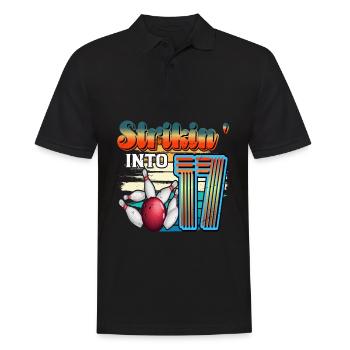 Strikin' Into 17 Bowling Bowler Feier Zum 17. - Männer Poloshirt - Schwarz - Vorne - Kai (181cm)