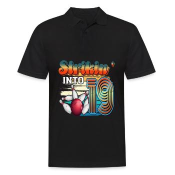 Strikin' Into 19 Bowling Bowler 19. Geburtstag - Männer Poloshirt - Schwarz - Vorne - Kai (181cm)