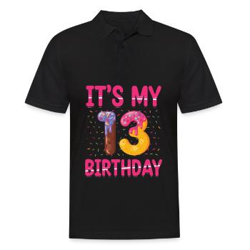 It's My 13th Birthday | Sprinkles Themed | - Men's Polo Shirt - black - Front - Kai (181cm)