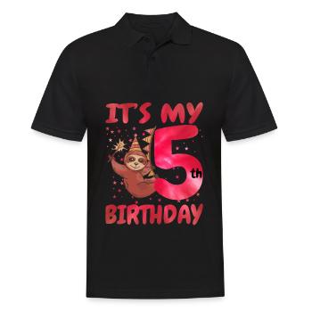 5th Birthday Cute Sloth Party Hut Themed Birthday - Men's Polo Shirt - black - Front - Kai (181cm)