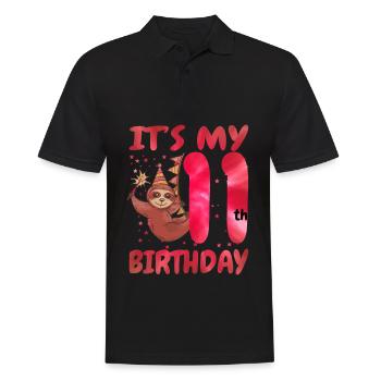 11th Birthday Cute Sloth Party Hat - Men's Polo Shirt - black - Front - Kai (181cm)