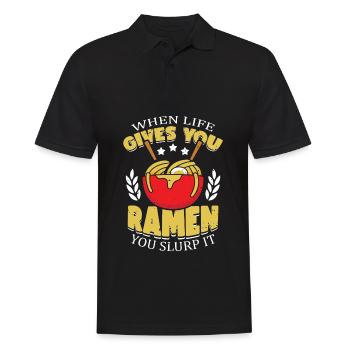 Quand la vie vous donne des ramen, vous les sirotez | - Polo Homme - noir - Devant - Kai (181cm)