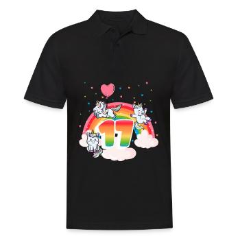 17th Birthday Rainbow Unicorn Theme - Men's Polo Shirt - black - Front - Kai (181cm)