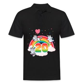 20th Birthday Rainbow Unicorn Theme - Men's Polo Shirt - black - Front - Kai (181cm)