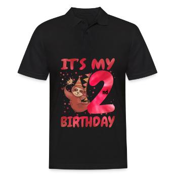 2nd Birthday Cute Sloth Party Hut Themed Birthday - Men's Polo Shirt - black - Front - Kai (181cm)