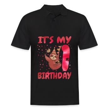 1st Birthday Cute Sloth Party Hut Themed Birthday - Men's Polo Shirt - black - Front - Kai (181cm)