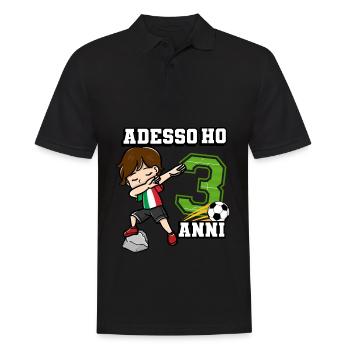 Soccer Boy It's My 3 Birthday Italienische Flagge - Männer Poloshirt - Schwarz - Vorne - Kai (181cm)