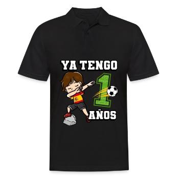 Fußball Junge Es Ist Mein 1 Geburtstag Spanische - Männer Poloshirt - Schwarz - Vorne - Kai (181cm)