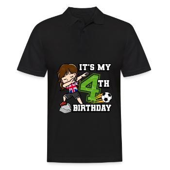 Fille de football C’est mon 4ème anniversaire - Polo Homme - noir - Devant - Kai (181cm)