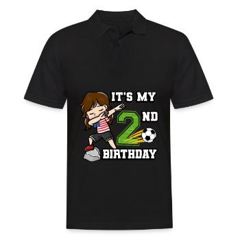 Soccer Girl It's My 2nd Birthday American - Men's Polo Shirt - black - Front - Kai (181cm)