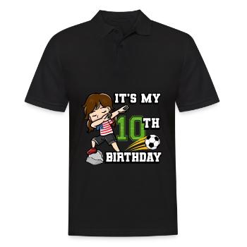 Soccer Girl It's My 10th Birthday Amerikanische - Männer Poloshirt - Schwarz - Vorne - Kai (181cm)