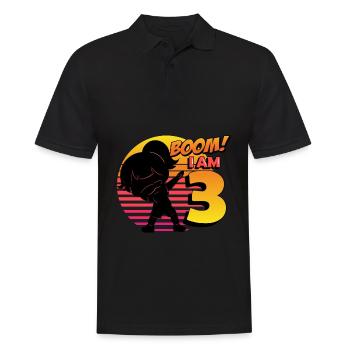 Boom J’ai 3 | Birthday Girl | Fête d’anniversaire 3rd - Polo Homme - noir - Devant - Kai (181cm)