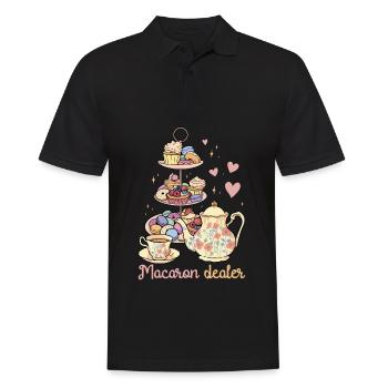 Macaron Dealer | Bake Tshirt | Pastry lovers - Men's Polo Shirt - black - Front - Kai (181cm)