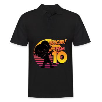 Boom I'm 10 | Birthday Girl | 10th Birthday Party - Men's Polo Shirt - black - Front - Kai (181cm)
