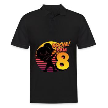Boom J’ai 8 | Birthday Girl | Fête du 8ème anniversaire - Polo Homme - noir - Devant - Kai (181cm)