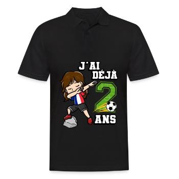 Soccer Girl C’est mon 2e anniversaire Français - Polo Homme - noir - Devant - Kai (181cm)