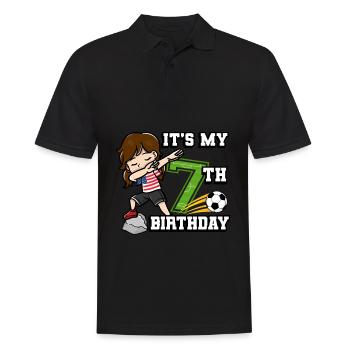 Soccer Girl It's My 7th Birthday Amerikanische - Männer Poloshirt - Schwarz - Vorne - Kai (181cm)