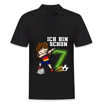 Fußball Mädchen Ich bin schon 7 Geburtstag - Männer Poloshirt - Schwarz - Vorne - Kai (181cm)