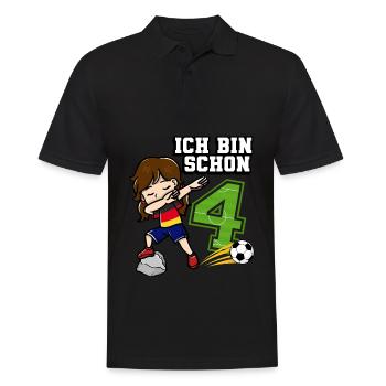 Fußball Mädchen Ich bin schon 4 Geburtstag - Männer Poloshirt - Schwarz - Vorne - Kai (181cm)